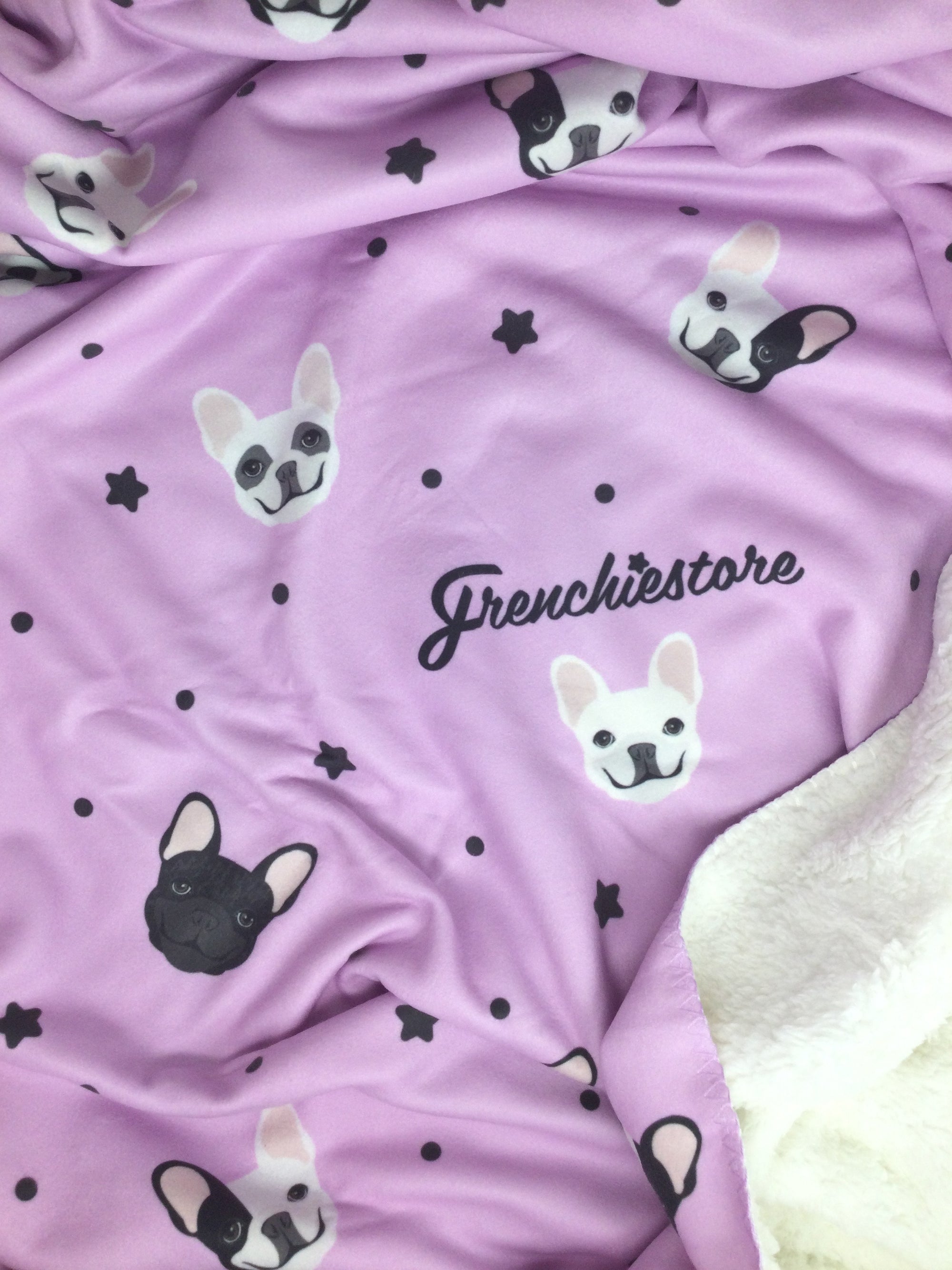 Frenchie Blanket |  French Bulldogs and stars on Lavender, Frenchie Dog, French Bulldog pet products