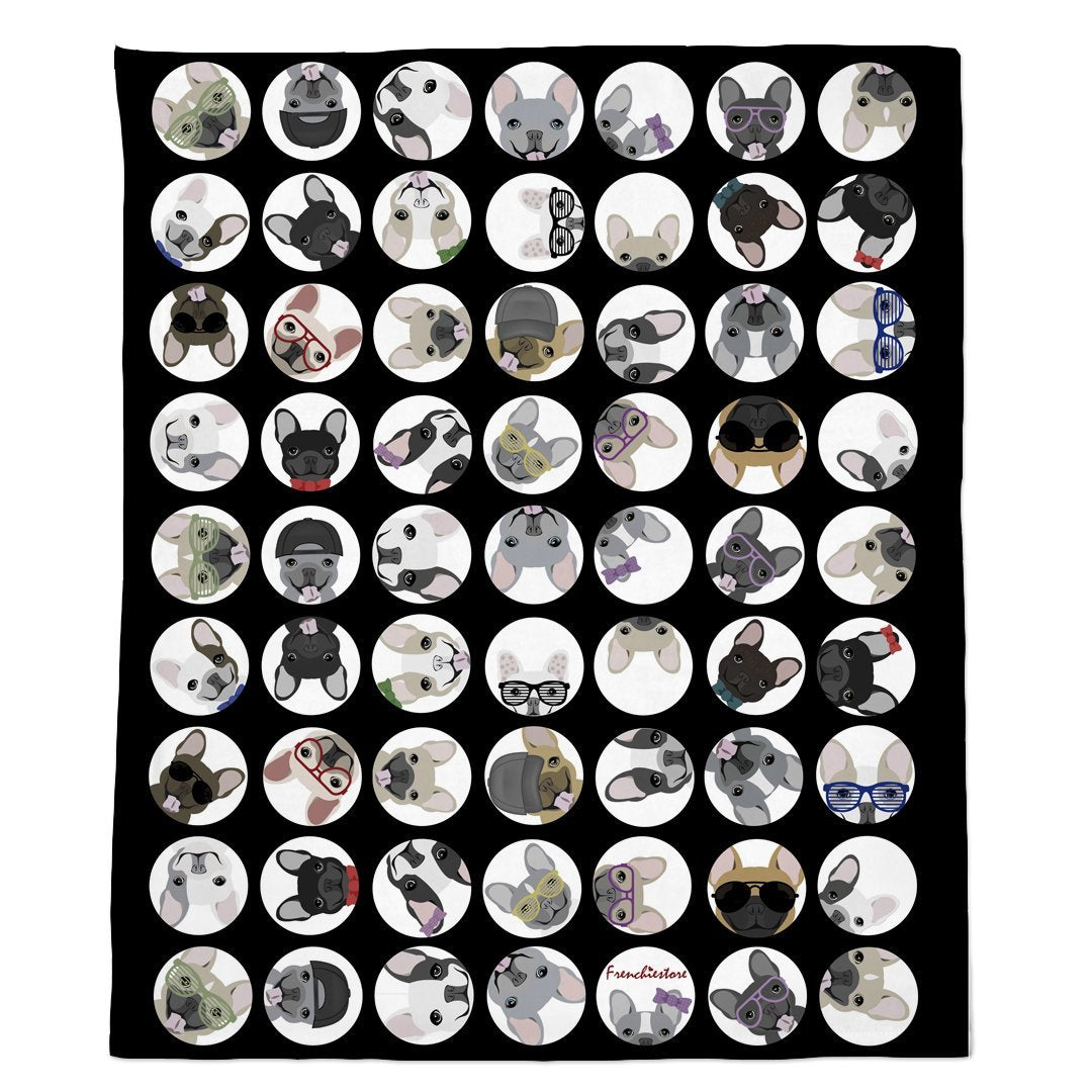 Frenchie Blanket | Frenchiestore | French Bulldogs Black Polka Dots, Frenchie Dog, French Bulldog pet products