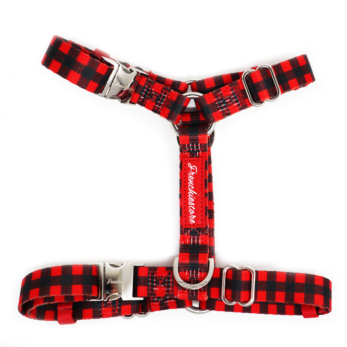 Frenchiestore Adjustable Pet Health Strap Harness | Red Buffalo Plaid, Frenchie Dog, French Bulldog pet products