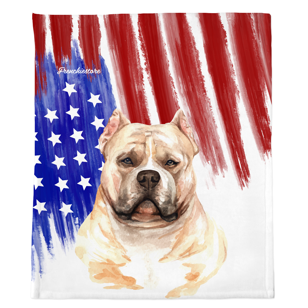 Patriotic American Bully Blanket | American dog in Watercolors, Frenchie Dog, French Bulldog pet products