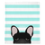 Black French Bulldog on Aqua Stripes | Frenchie Blanket, Frenchie Dog, French Bulldog pet products