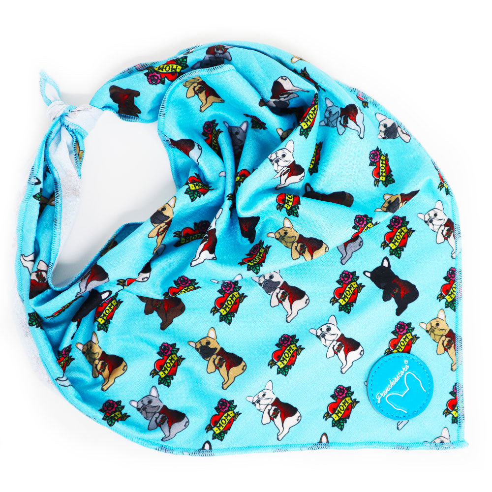 Frenchiestore Dog Cooling Bandana | This Frenchie Loves Mom in Teal, Frenchie Dog, French Bulldog pet products