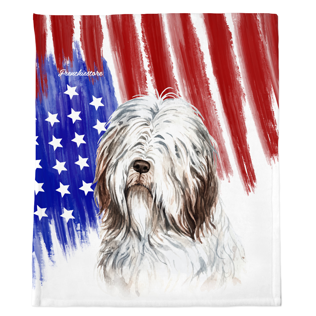 Patriotic Bearded Collie Blanket | American dog in Watercolors, Frenchie Dog, French Bulldog pet products