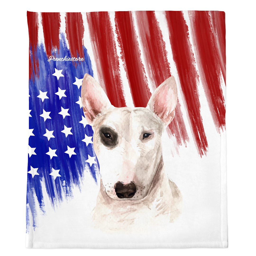 Patriotic Bull Terrier Blanket | American dog in Watercolors, Frenchie Dog, French Bulldog pet products