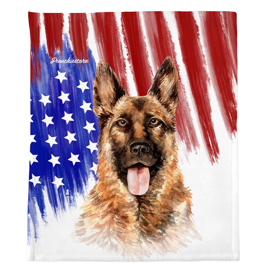 Patriotic German Shepherd Blanket | American dog in Watercolors, Frenchie Dog, French Bulldog pet products