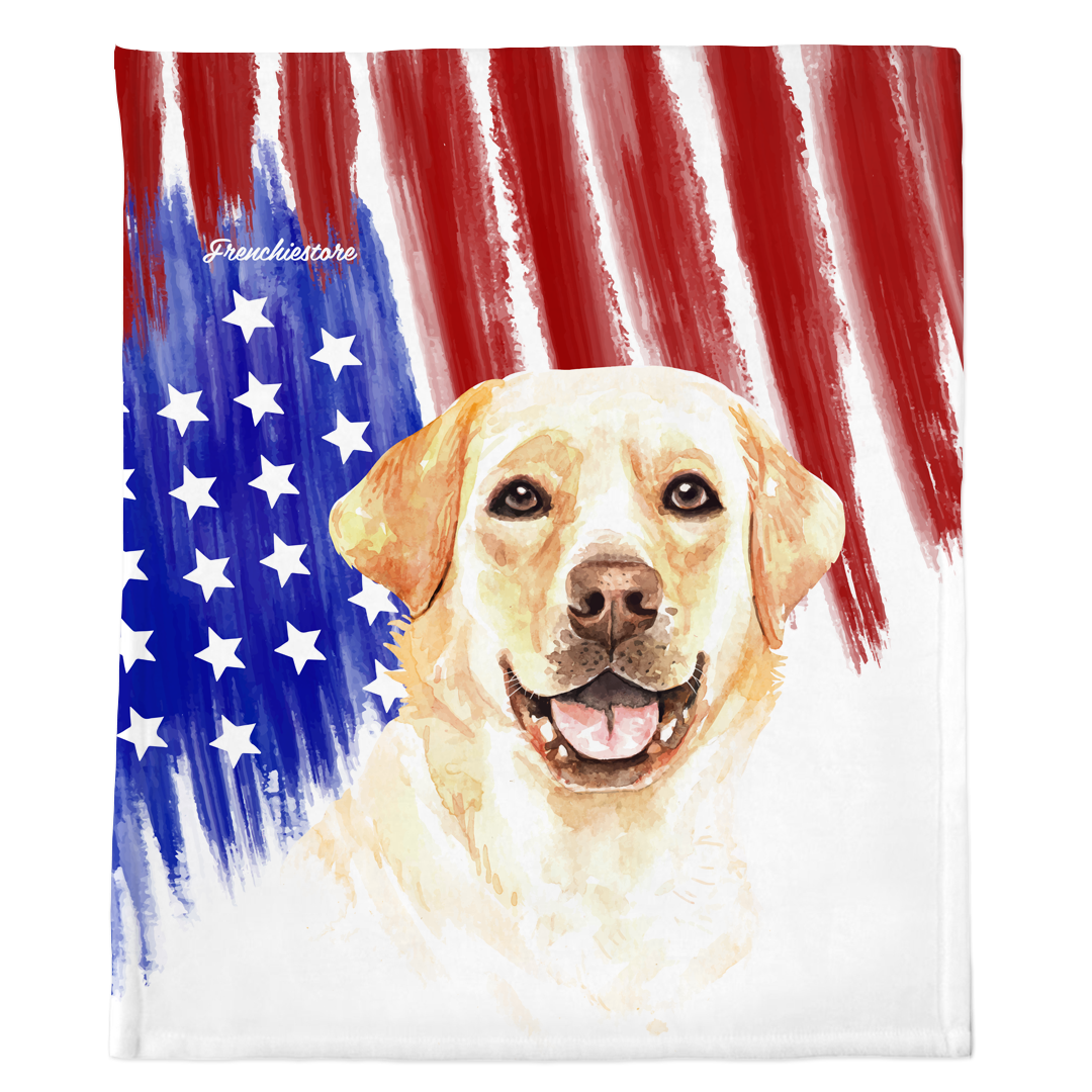 Patriotic Labrador Retriever Blanket | American dog in Watercolors, Frenchie Dog, French Bulldog pet products