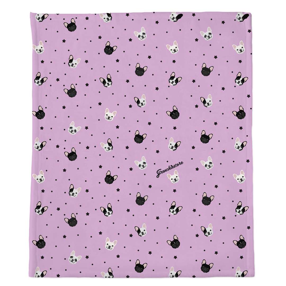 Frenchie Blanket |  French Bulldogs and stars on Lavender, Frenchie Dog, French Bulldog pet products