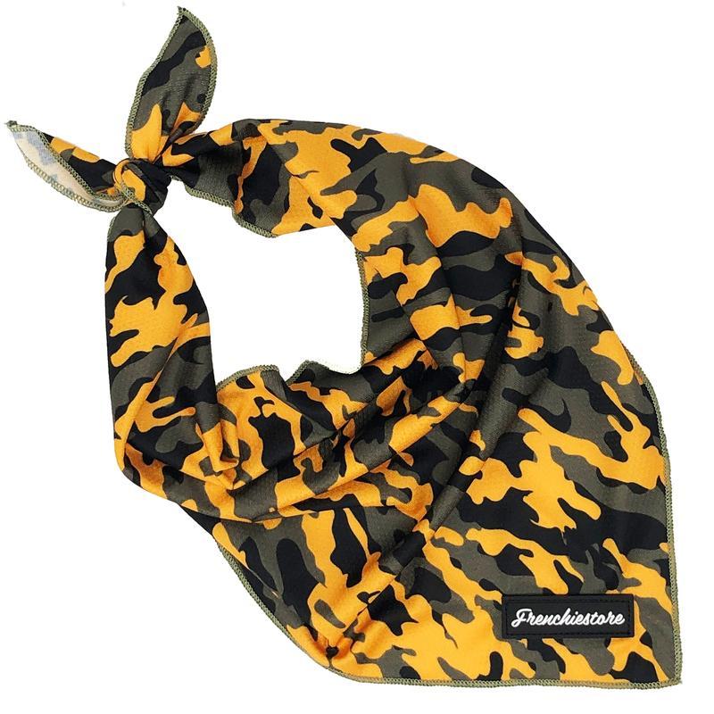 Frenchiestore Dog Cooling Bandana | Mustard Ultimate Camo, Frenchie Dog, French Bulldog pet products