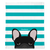 Black French Bulldog on Teal Stripes | Frenchie Blanket, Frenchie Dog, French Bulldog pet products