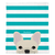 Cream French Bulldog on Teal Stripes | Frenchie Blanket, Frenchie Dog, French Bulldog pet products